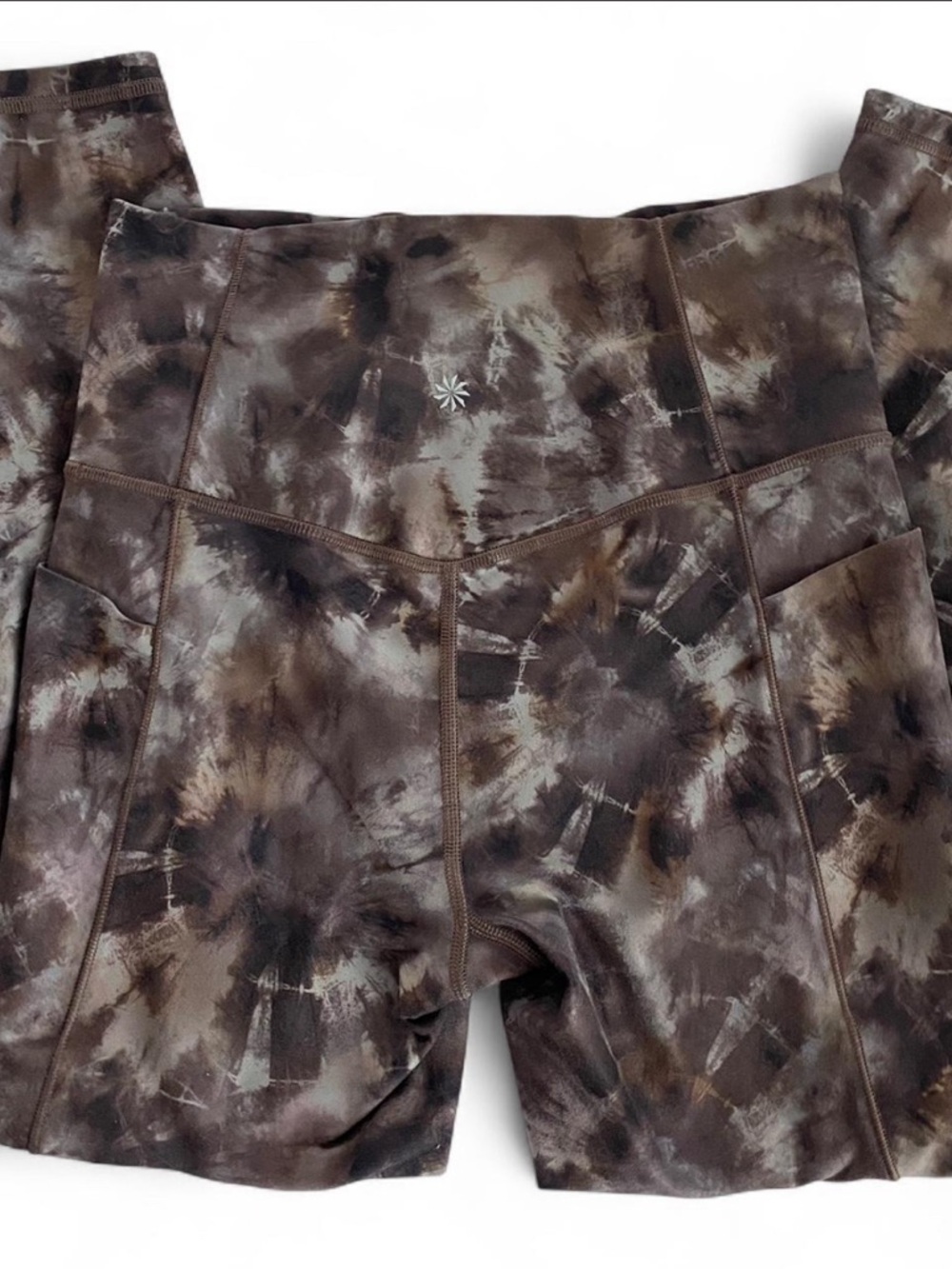 Athleta Brown & Black Salutation Stash Pocket Leggings